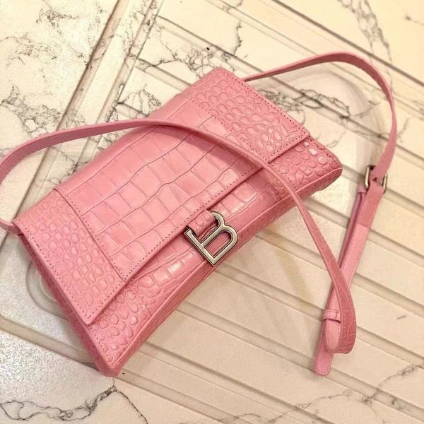 

designer handbags bag balenca new fashion pink algator hourglass bag in spring and summer 2021 bb