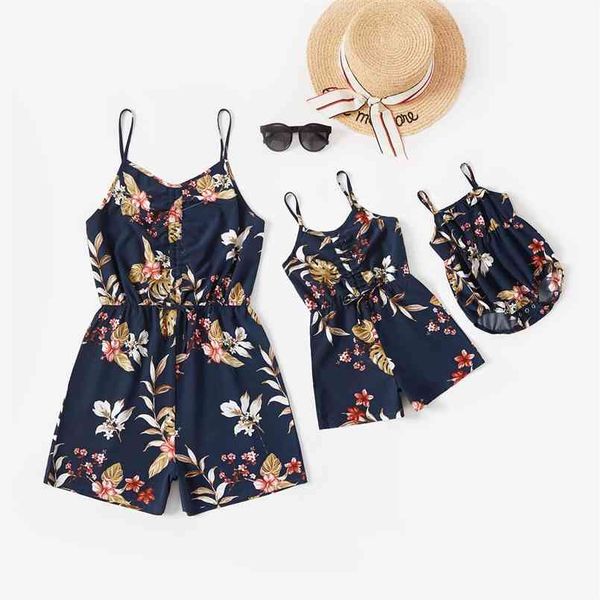 

mommy and me floral print sling rompers 210528, Blue