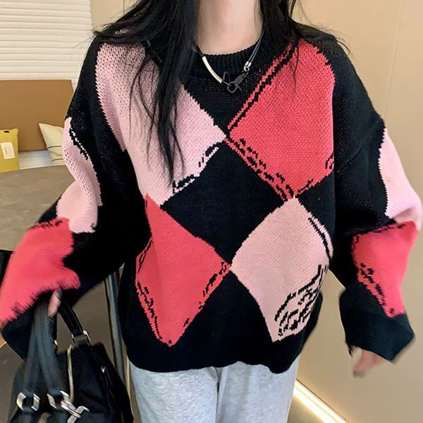 

women's sweaters female long-sleeve sweater, round, soft neckline, for autumn and winter, large size, women, vintage 59en, White;black