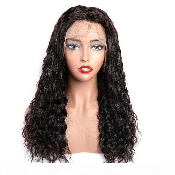 

pre plucked 150% density water wave human hair lace front wigs with baby hair water wet and wavy brazilian human hair wigs, Black;brown