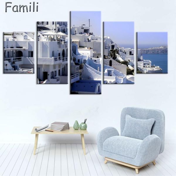 

paintings 5 pieces wall art painting santorini at night prints on canvas the picture city pictures oil for home modern decoration print