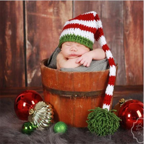 

caps & hats baby knitting long tails christmas hat born pography props red white stripe crochet pinfant, Yellow