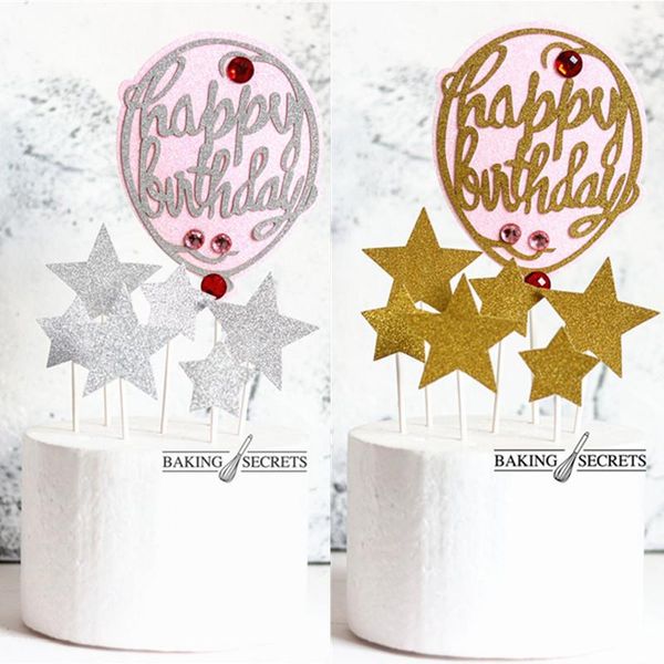 

other event & party supplies aq 7pcs cake er bling sparkle happy birthday glitter stars kids favors baby cupcake celebrate decorating