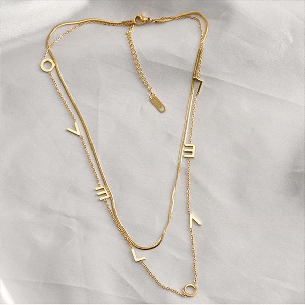 

chains meyrroyu stainless steel 2 layer gold color love necklace for women snake bone chain choker 2021 trend gift fashion collier, Silver