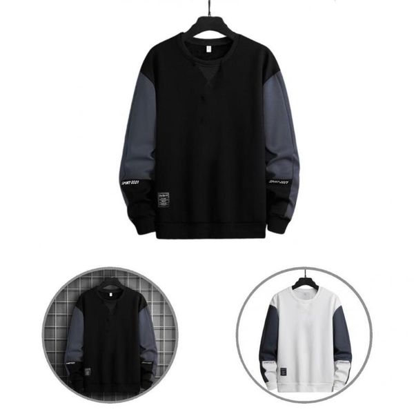 

men's sweaters skin-friendly elastic cuff casual long sleeve all match men for sports, White;black