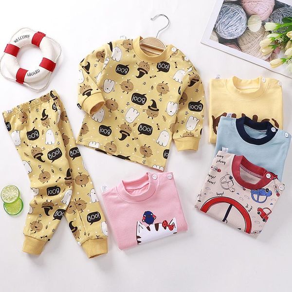 

pajamas kids casual pajama sets 2021 spring children clothing cartoon pattern print baby fall infant clothes 1-6y, Blue;red