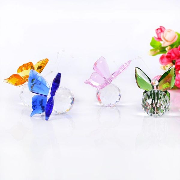 

decorative objects & figurines handmade crystal butterfly 4 colors glass animal miniatures model gifts home decoration accessories wedding g