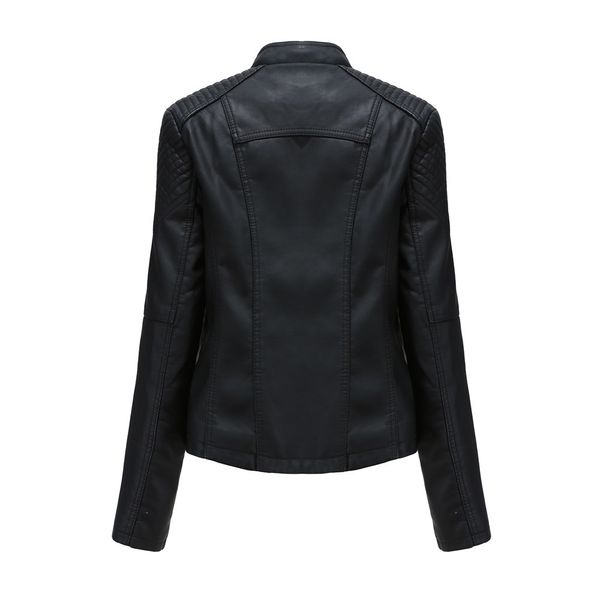 

women spring pu autumn fashion motorcycle jacket black faux leather coats outerwear 2021 coa fbf5
