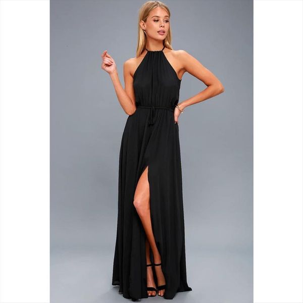 

winter long high split womens dresses boho beach tunic maxi evening party sundress vestidos de festa xxxl, Black;gray