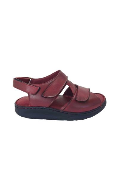 

sandals women burgundy leather sandalet-011-0016, Black
