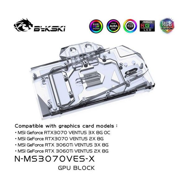 

bykski n-ms3070ves-x pc water cooling radiator gpu cooler video graphics card water block for msi rtx3070 rtx 3060ti ventus