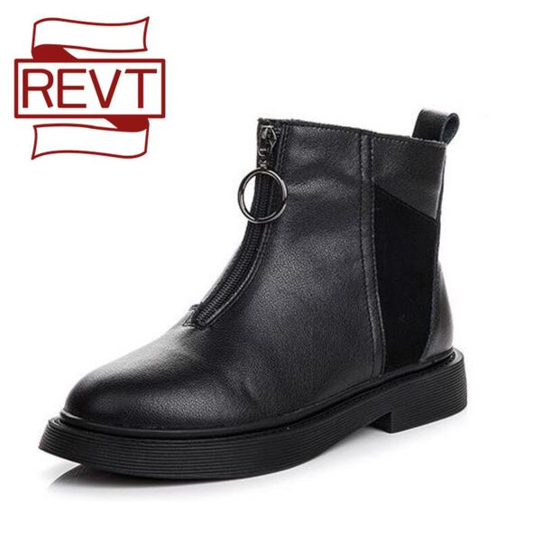 

boots revt ankle genuine leather fashion female womens motorcycle shoes, Black