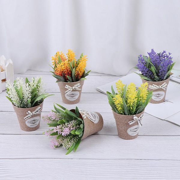 

decorative flowers & wreaths 1 set artificial plant flower home decoration fake small mini potted bonsai green with vase