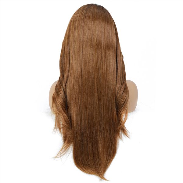 

costume accessories long straight synthetic wig with wavy bangs ombre black roots &amp light brown hair high temperature fiber cosplay party, Silver