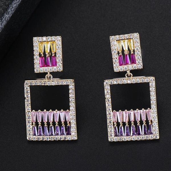 

dangle & chandelier kellybola trendy geometric shape hollow earrings multicolors fashion jewelry zircon for engagement party, Silver