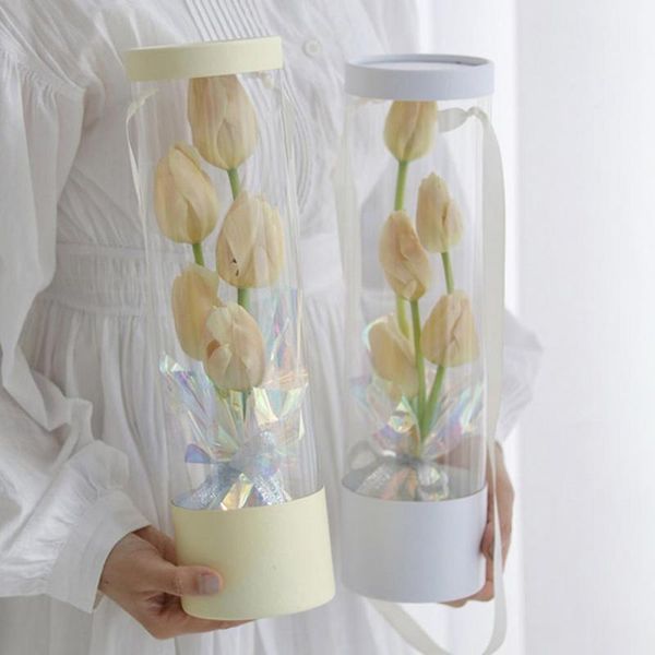 

gift wrap flower box handheld clear bouquet excellent