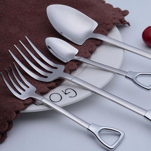 

retro stainless steel shovel spoon salad dessert eating spoon tableware cutlery creative couple valentine gift 300pcs