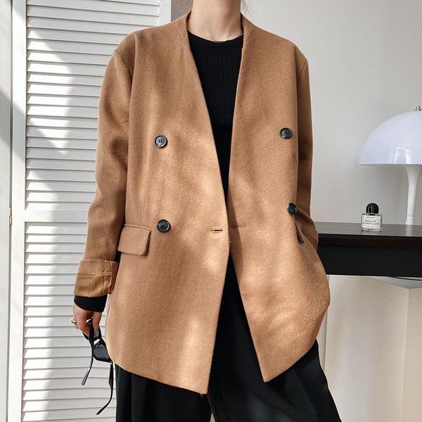 

women's suits & blazers 2021 autumn women overcoat loose solid color ladies coat fashion casual elegant female outwear t577, White;black