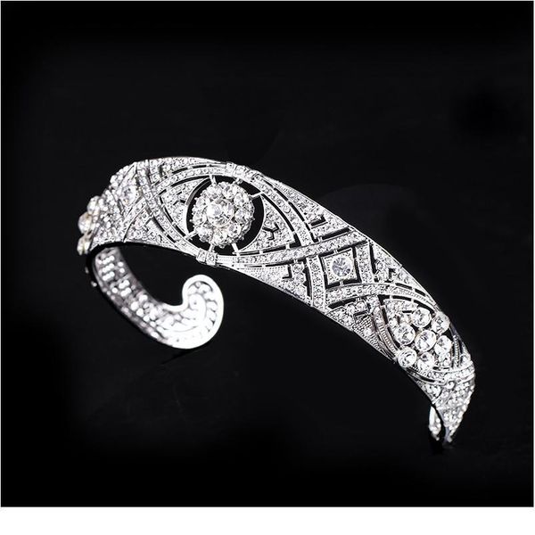 

vintage wedding crown silver color rhinestone crystal queen crown bride wedding headdress dance party bridal hair acc jllryc