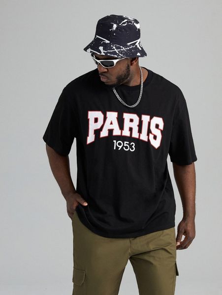 

extended sizes men letter graphic tee d4i5#, White;black