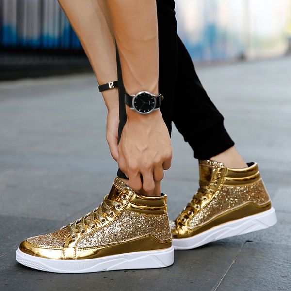 

2020 high-end new mens shoes high-heeled shoes 3 cm stage shoes silver womens high-top
