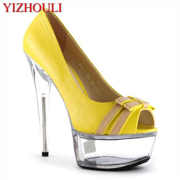

dress shoes arrival 15cm ultra high heels platform shallow mouth yellow crystal high-heeled shoe gorgeous, Black