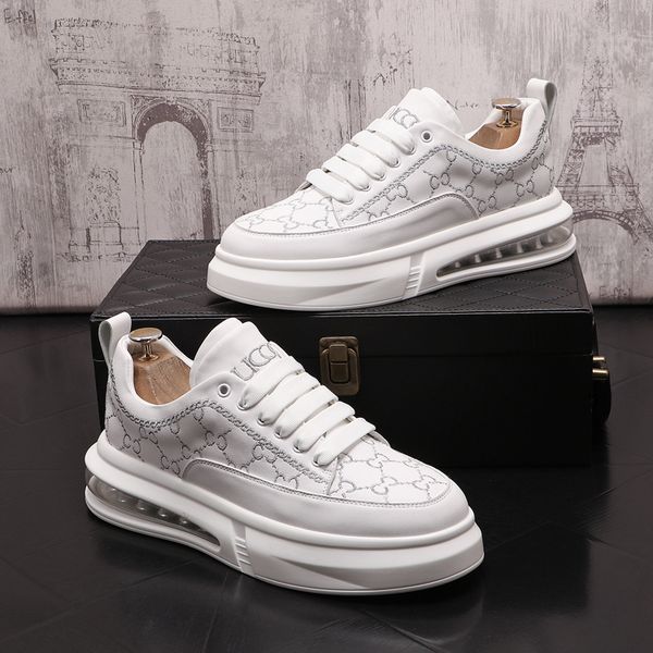 

white color pu leather men casual shoes flat board dress shoes sneakers platform loafers trainers zapatillas hombre, Black