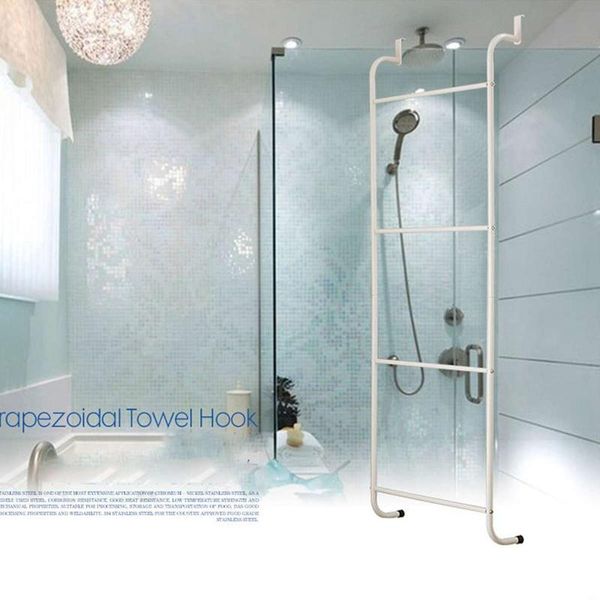 

xueqin simple design 4 layers towel rack towel hanger hook easy installation behind the door bathroom organizer storage rack
