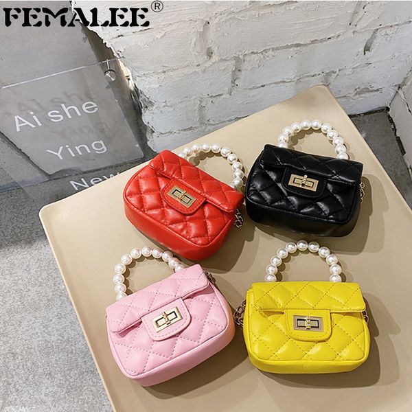 

candy mini fashion totes small messenger bags cute plaid designer pearl handle crossbody bag diamond lattice baby girls handbags c0228