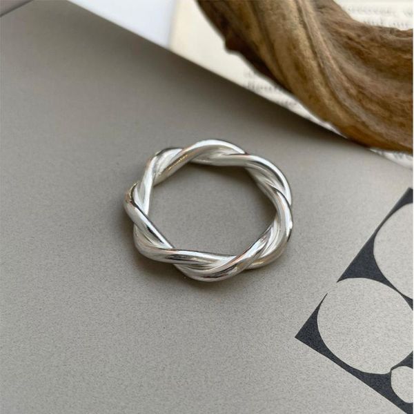 

cluster rings shanice 925 sterling silver open ring loose twisted twist stripe romantic jewelry accessory for women girl, Golden;silver