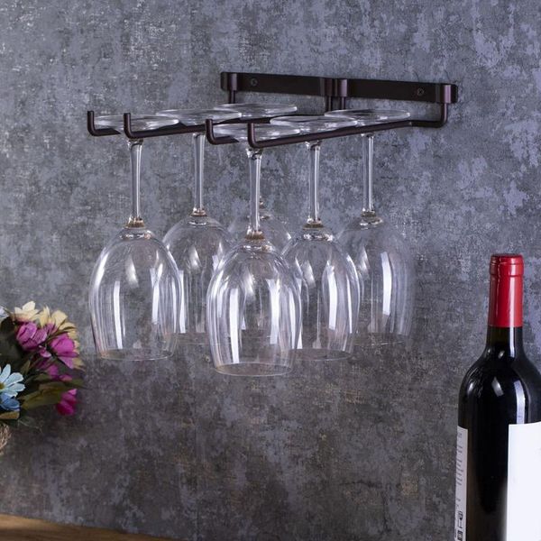 

hooks & rails useful home hanger supplies double row shelf metal under cabinet hanging stemware wall mount holder bar kitchen wine rack