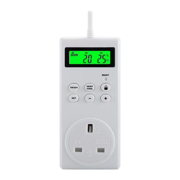 

smart power plugs wireless programmable thermostat plug heating and cooling with safety lock backlight lcd display temperature controller