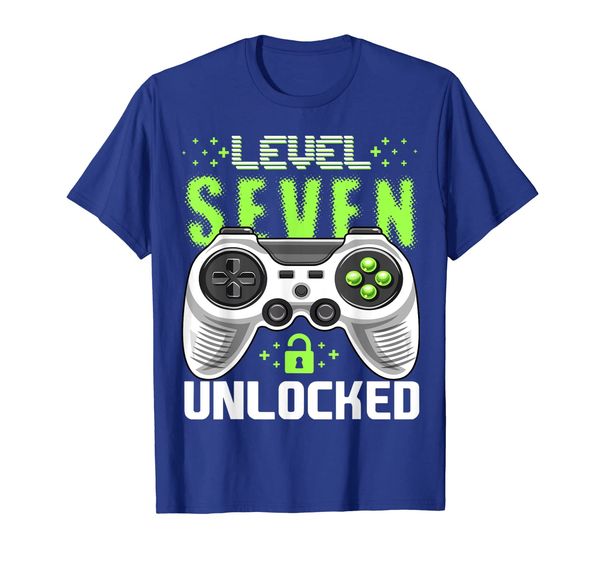 

Level 7 Unlocked Video Gamer 7th Birthday Shirt Gift Boys, White;black