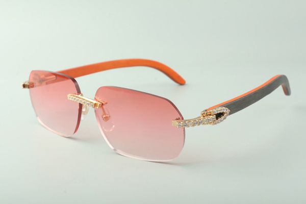 

designer medium diamond sunglasses 3524024 with orange wood arms glasses,direct sales, size: 18-135mm, White;black