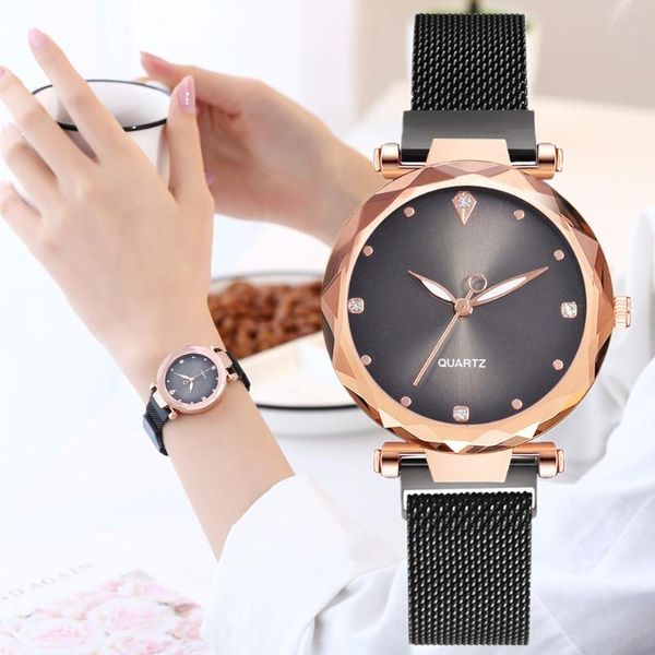 

wristwatches 7 color luxury women watches magnet buckle rose gold mesh ladies quartz wrist watch for relogio feminino montre femme 2021, Slivery;brown
