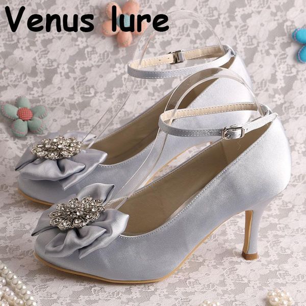 

dress shoes high heel silver for wedding round toe bow pumps with ankle strap, Black