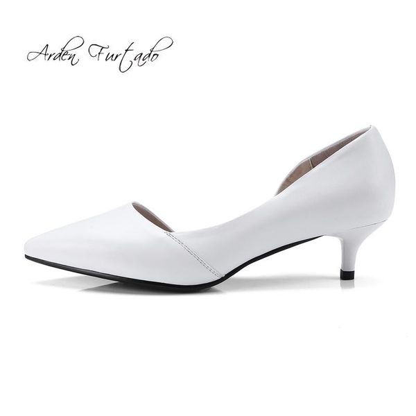 

dress shoes arden furtado 2021 spring autumn slip on genuine leather fashion office lady white pumps sandals small size 33 big 40 41, Black