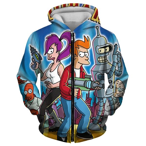

running pattern comfortable men's zipper hoodie visual impact party punk gothic round neck sweater hoodie, Black
