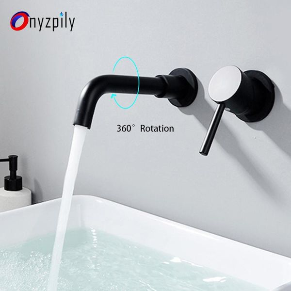 

bathroom sink faucets onyzpily brushed gold basin faucet orb concealed wall mounted tap 360rotation single handle cold water bath mixer
