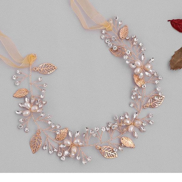 

bridal hair accessories handmade gold crystal pearl headband tiara flower headpiece hair jewelry wedding hair accessor qyllco