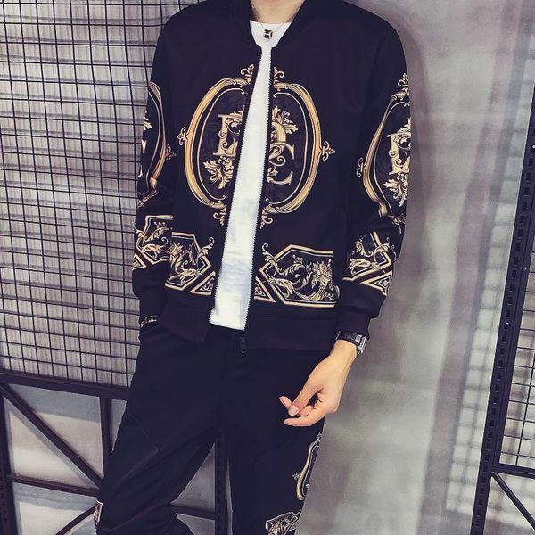 

men's tracksuits cardigan coat trainingspak mannen mens set sport 2 piece jacket + pants tracksuit men printed 2021 autumn, Gray