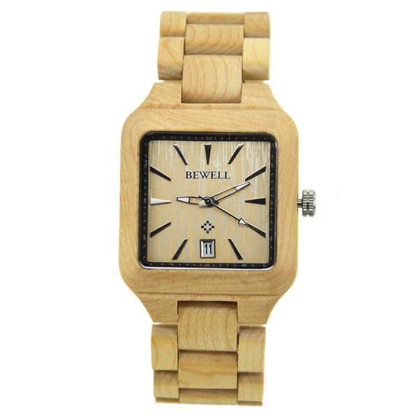 

wristwatches bewell wooden watch unique full maple wood causal quartz men watches birthday gift for lovers relogio masculino 110a, Slivery;brown