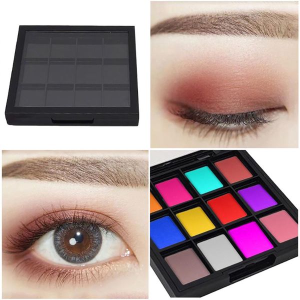 

12 grids empty eyeshadow dish diy eyeshadow palette eye makeup storage box girls beginners matte black palette