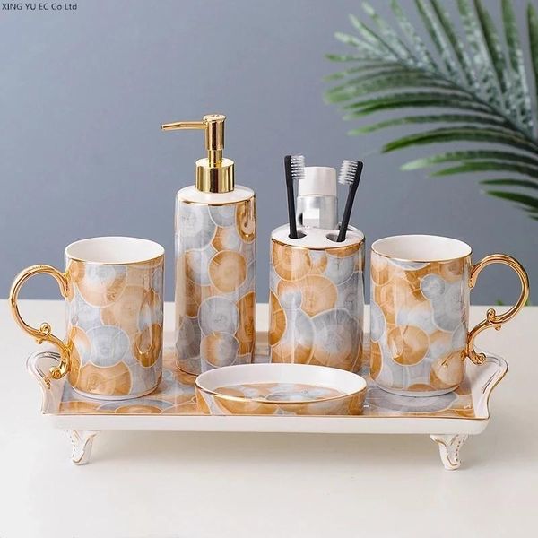 

bath accessory set modern bathroom supplies toothbrush holder toothpaste dispenser ceramic lotion bottle soap box decoration accessories