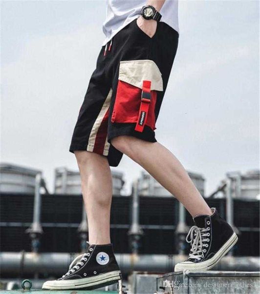 

men's shorts summer contrast color mens short cargo pants fashion loose drawstring knee length s ivy7, White;black