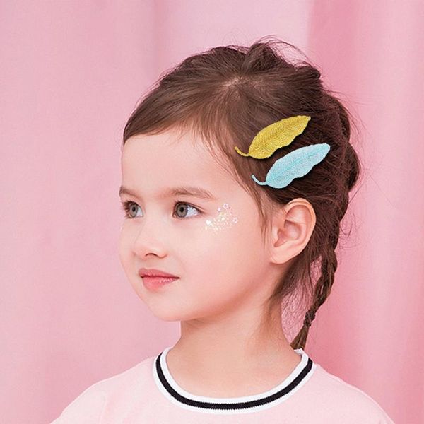 

hair accessories 2pcs model fresh and simple colorful barrette with leaves pattern cute fashion girls hairpin clips, Slivery;white