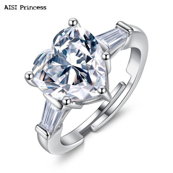 

wedding rings creative personality fashion heart-shaped zircon ring opening ladies white gold cubic zirconia, Slivery;golden