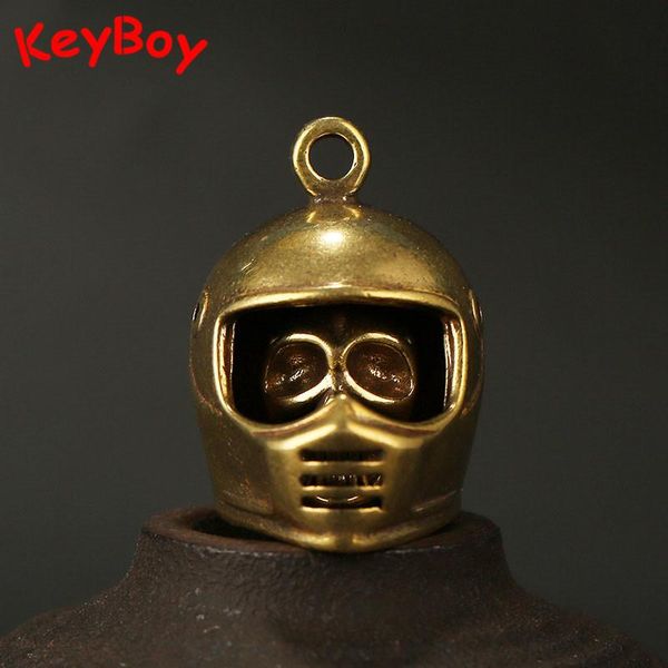 

keychains brass vintage handmade helmet keychain pendant trinkets punk metal eyes key chain rings hanging decoration gift, Silver