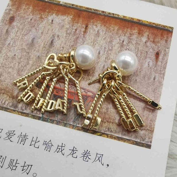 

light luxury tassel design pearl personalized earrings women jewel exclusive sale_6549, Golden;silver