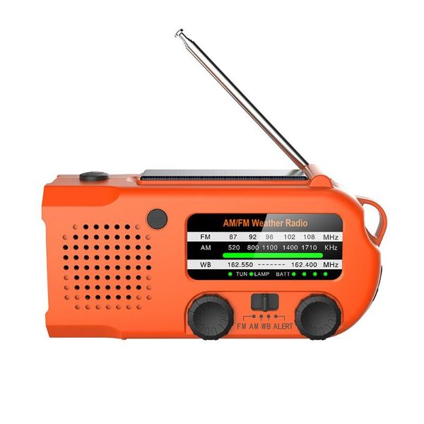 

multifunctional hand radio solar crank dynamo powered am/fm/noaa weather radio use emergency led and power bank
